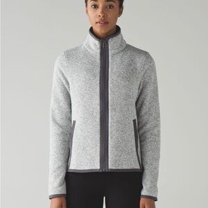 Lululemon Its Fleecing Cold Zip Up  in Heathered White / Dark Carbon